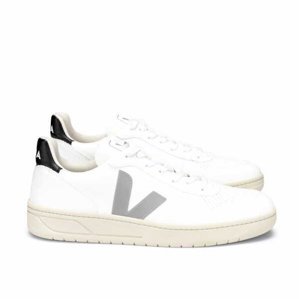 Veganer Sneaker | VEJA V-10 Vegan White Oxford-Grey Black