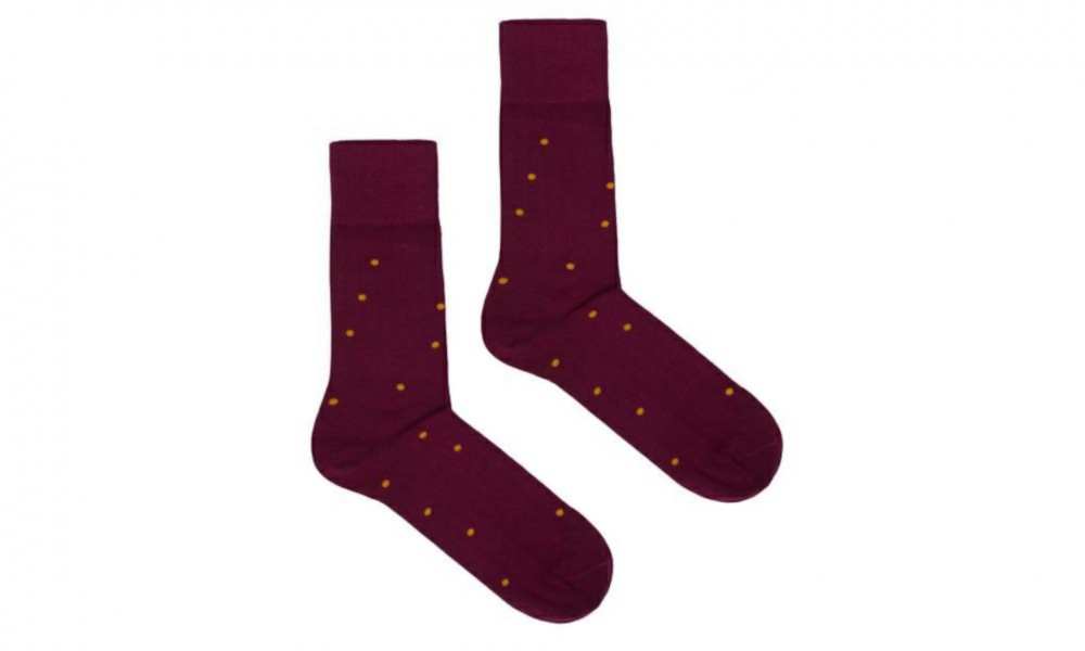 Vegane Socken | KABAK Organic Socks Burgundy Mustard Dots