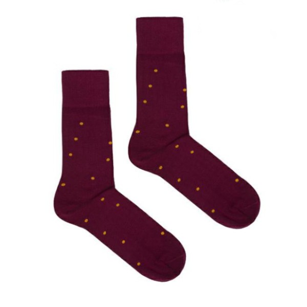 Vegane Socken | KABAK Organic Socks Burgundy Mustard Dots